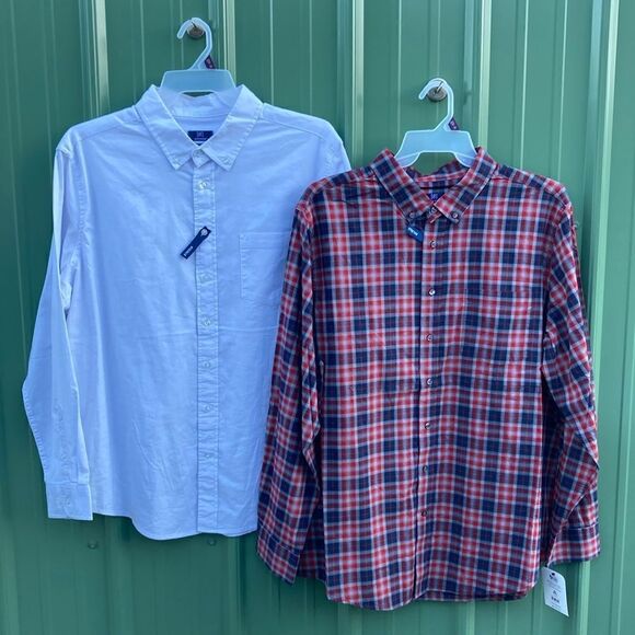 Men’s White Long Sleeve Poplin Button-Up Dress Shirt 2-Pack Size 2XL - Picture 3 of 16